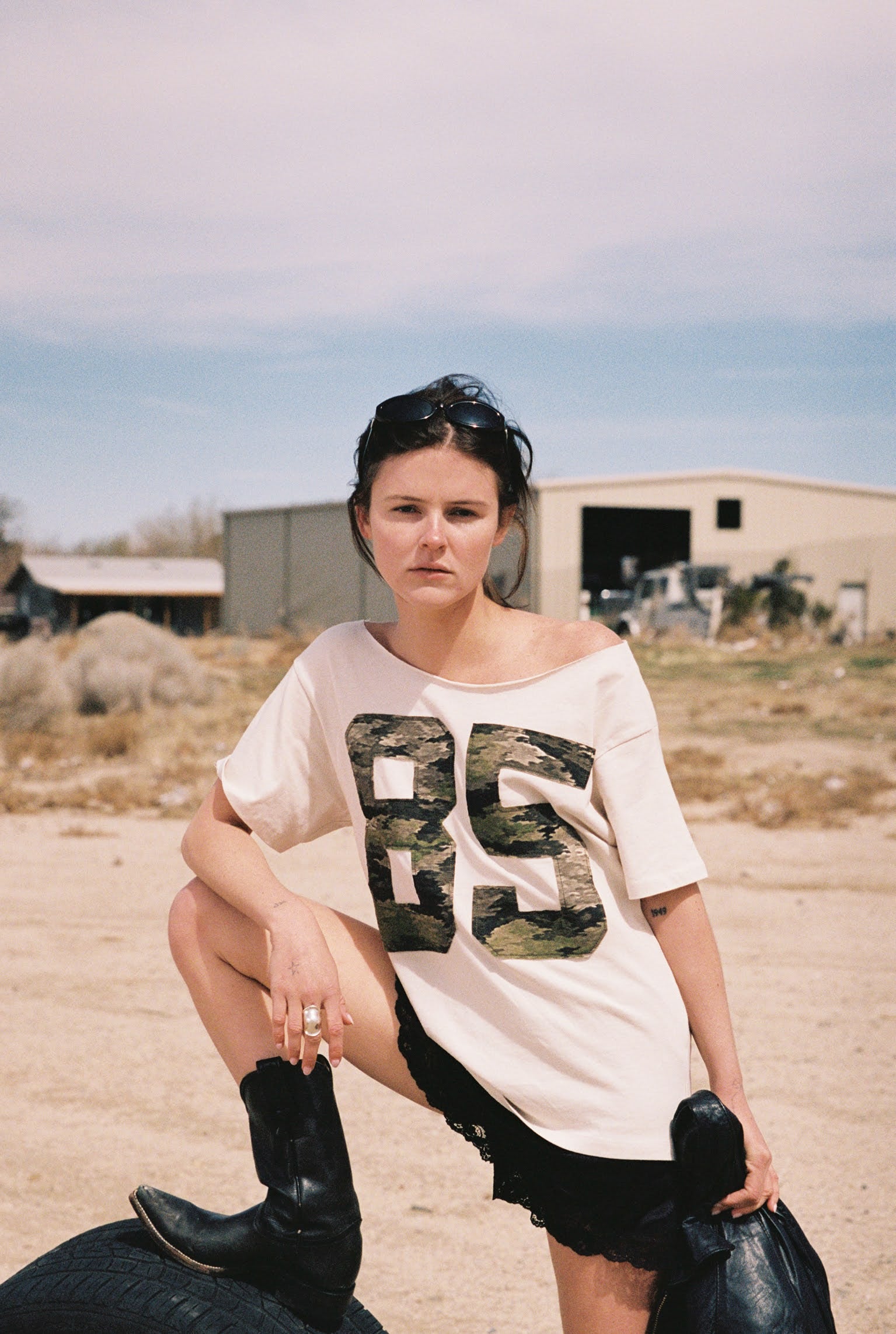 85 Camo Applique Off-The-Shoulder Tee - Image 4