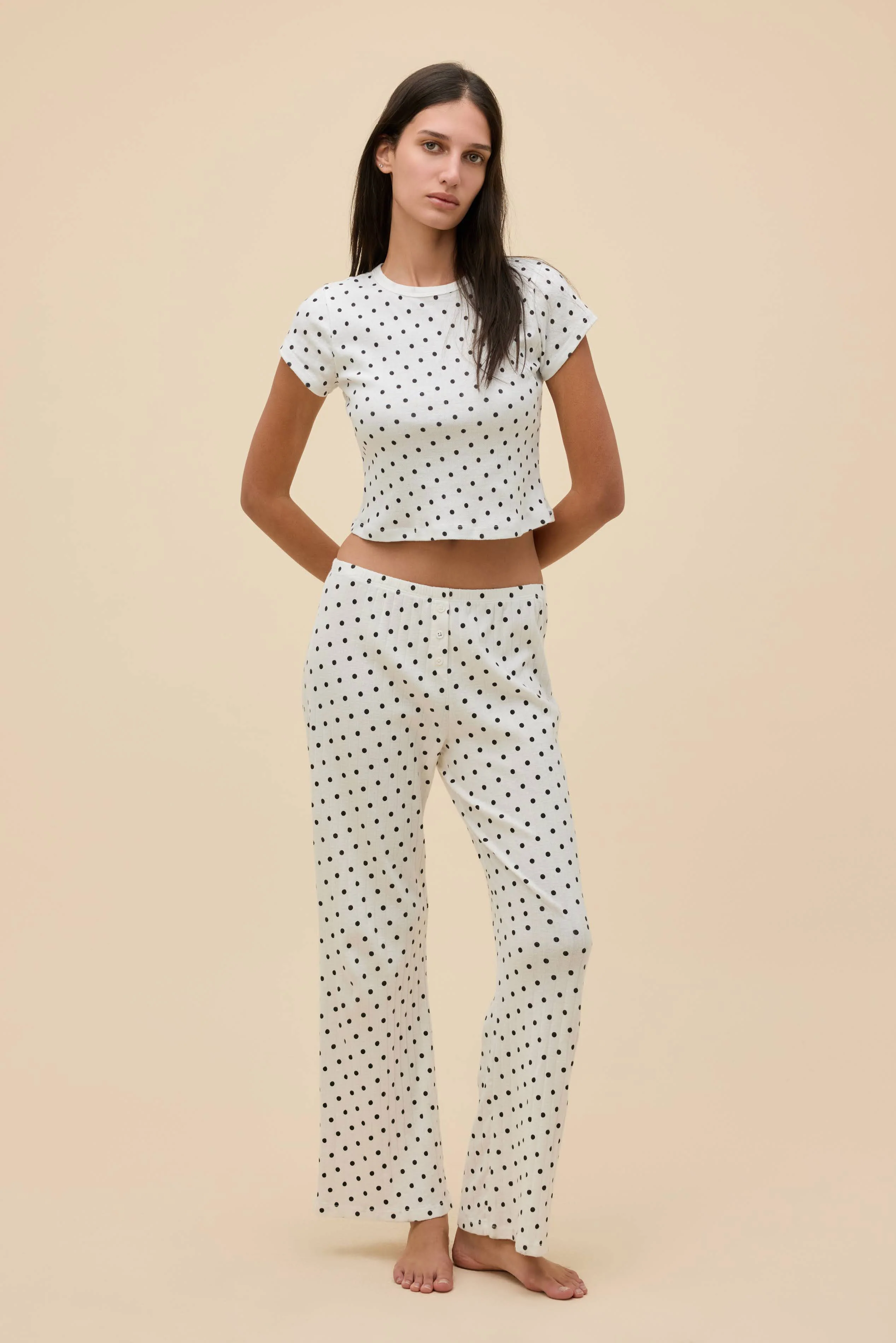 Polka Dot Pointelle Tee - Image 3