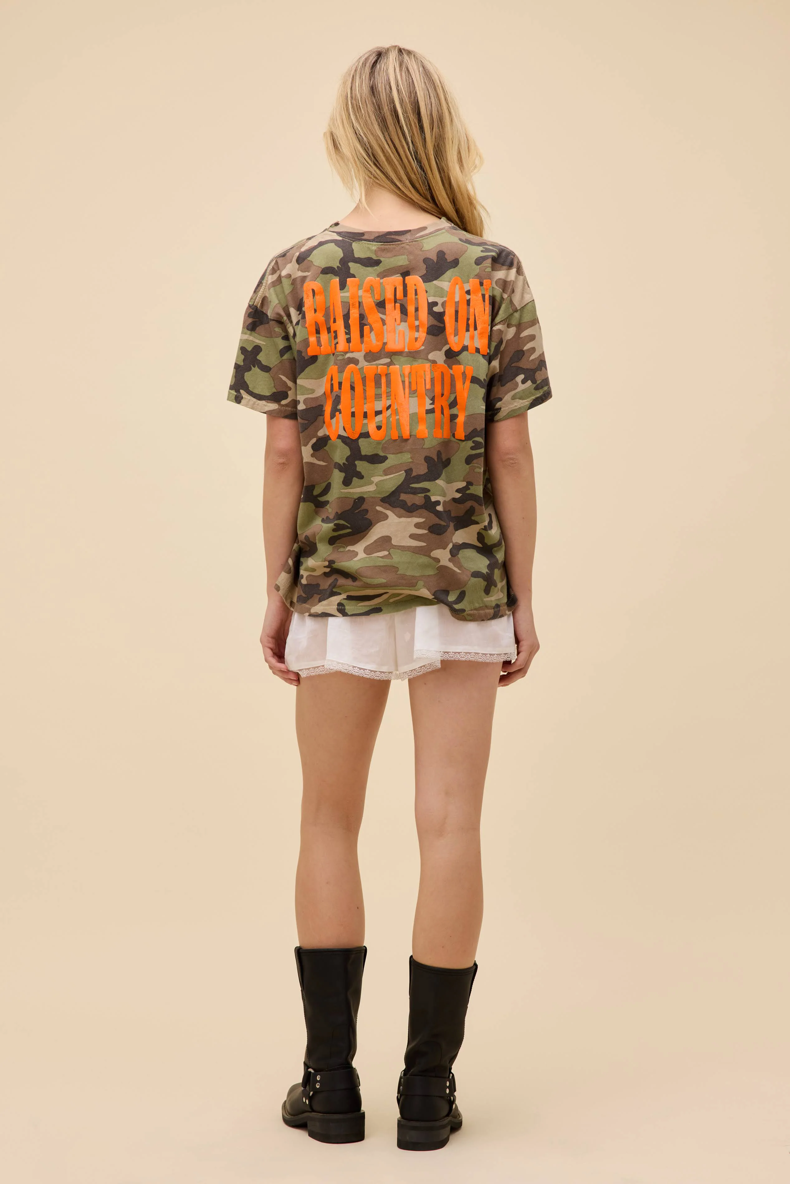 Raised On Country Camo Merch Tee - Image 3